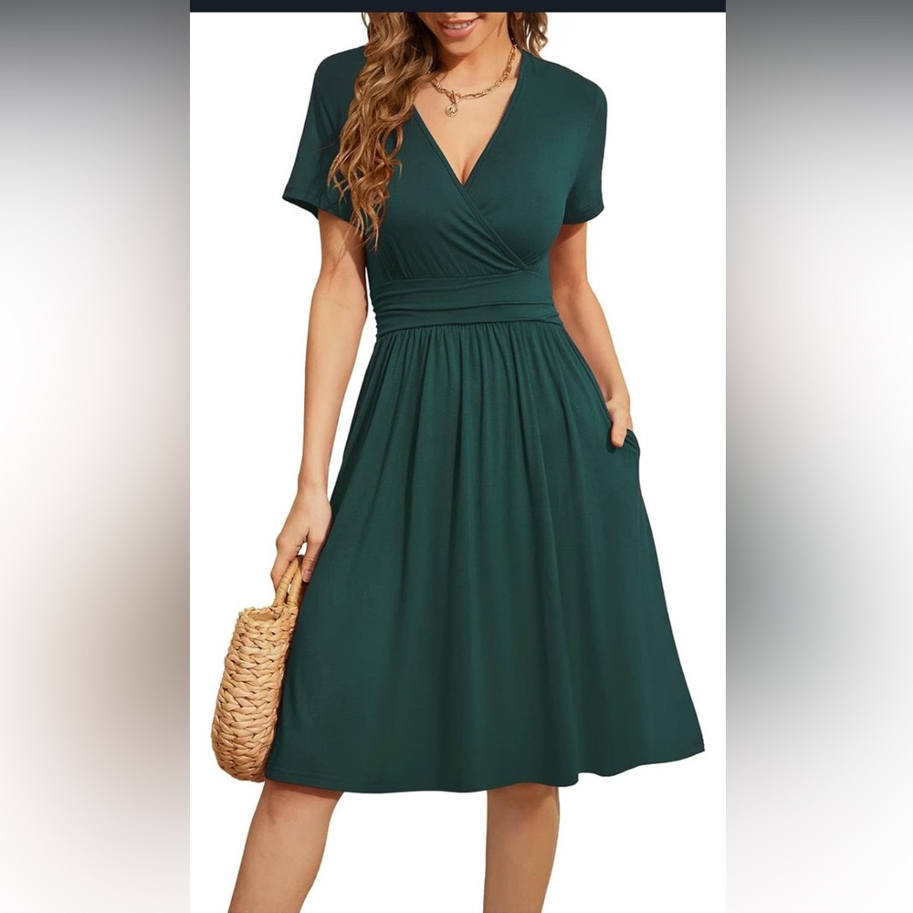 Elegant Deep Green Midi Dress